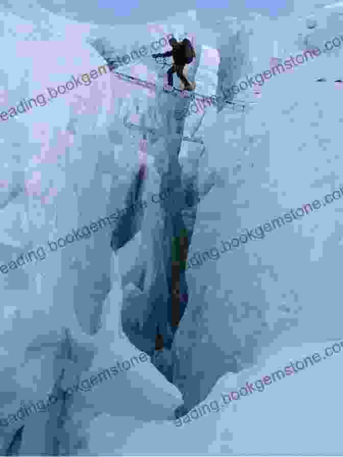 Gareth Meadows Carefully Traverses A Crevasse In The Ice Field. He Is Using A Rope And Ice Axe For Safety. Atop An Ice Field Gareth C Meadows